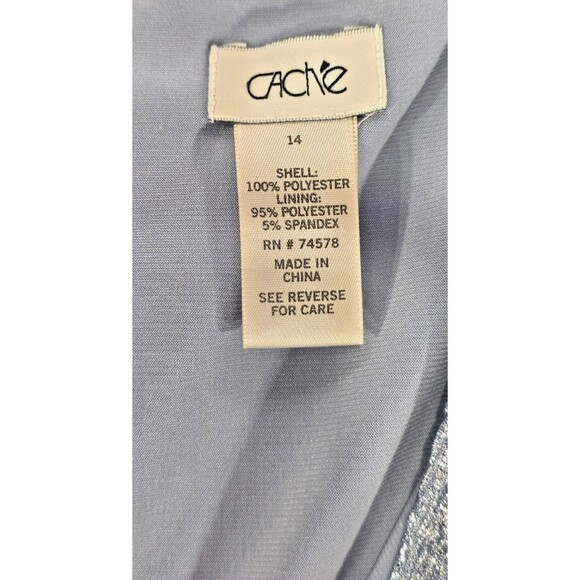 Cache Metallic Cocktail Dress Ruched Sleeveless Blue Silver Party Glam Fairy 14 - Picture 3 of 14